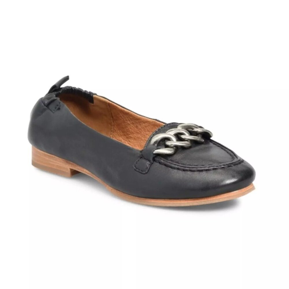 Söfft Kadyn Black Leather Chain Link Round Toe Slip On Ballet Loafer Flat Size 8